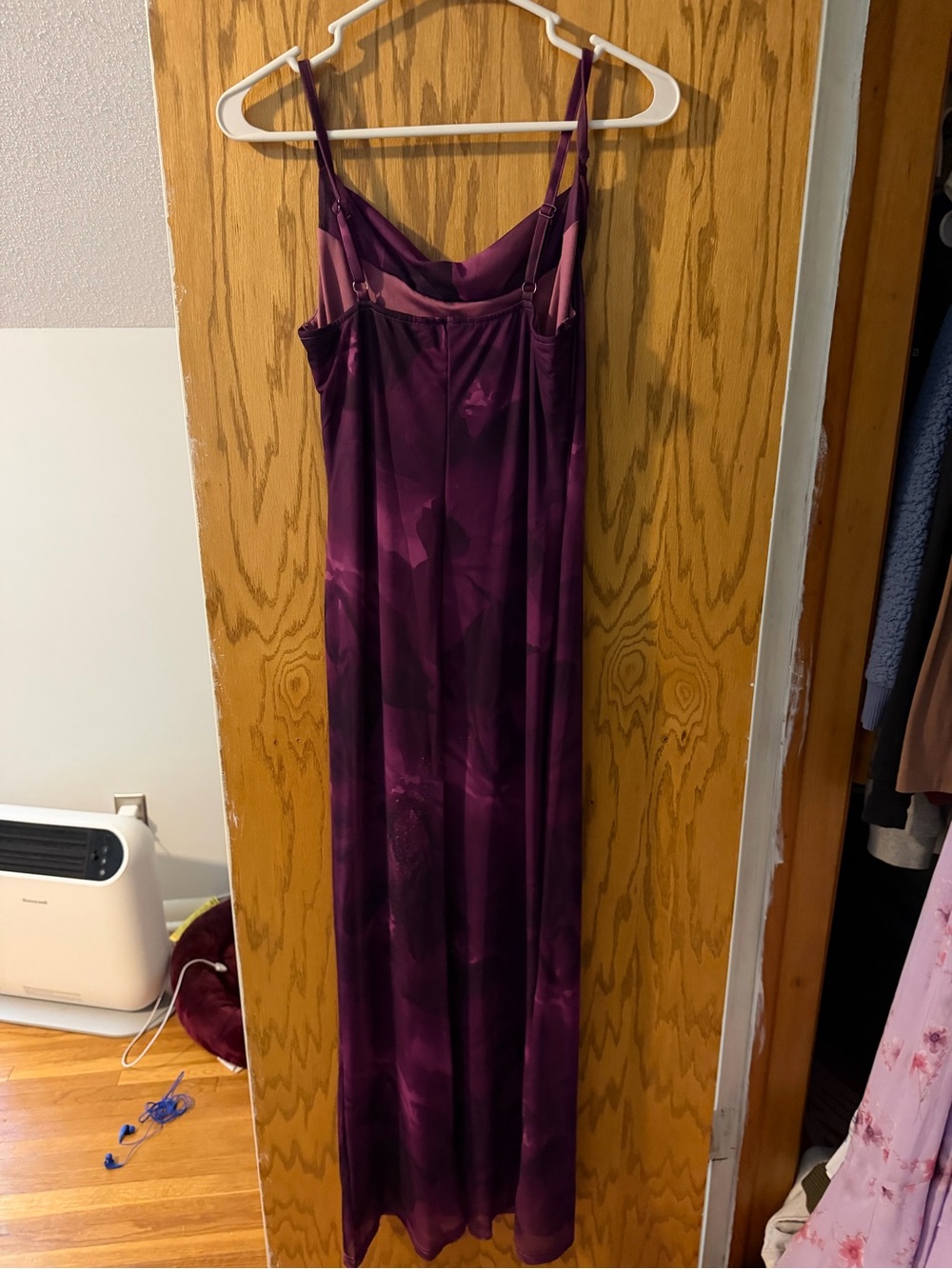 PRETTYGARDEN Purple Floral Spaghetti-Strap Maxi Dress - Picture 4 of 4